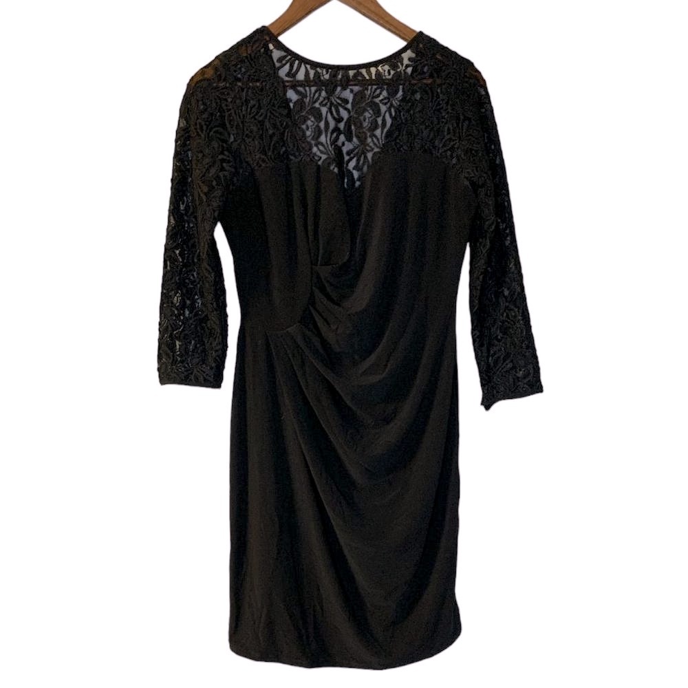 Evan-Picone 3/4 Sleeve Black Lace Top/Sleeves Dress, Size 12